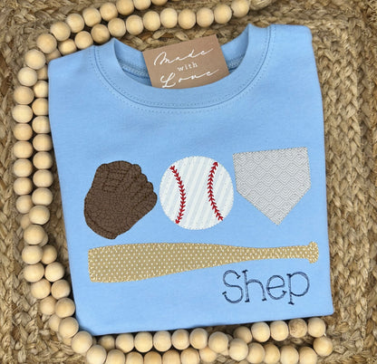 Baseball Gear Appliqué Shirt