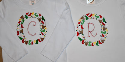 Christmas Alphabet or Monogram Frame Shirt