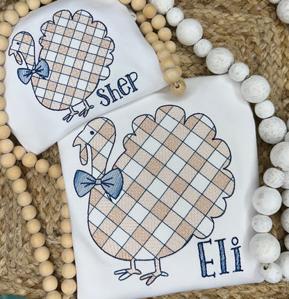 Gingham Turkey with Bow Tie Shirt