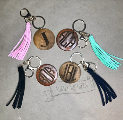 Personalized Wooden Pendant Tassel Keychain
