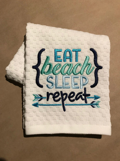 Beach Word Art Kitchen Towel